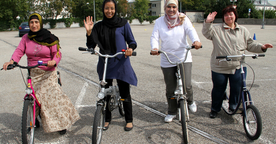 Teilnehmerinen des Fahrradkurses in Landshut